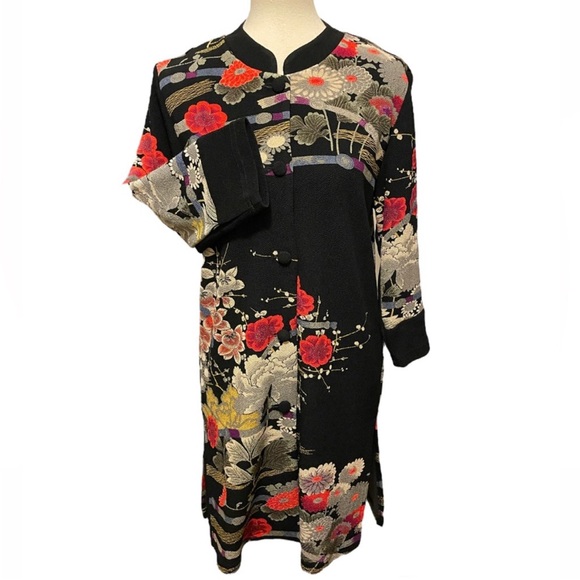Draper’s & Damon’s Mandarin Floral Asian Garden Duster Coat Jacket Medium NWOT - Picture 10 of 14